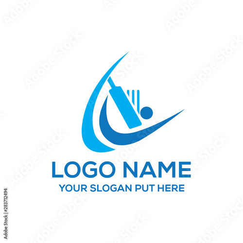 Cricket tournament logo vector design template