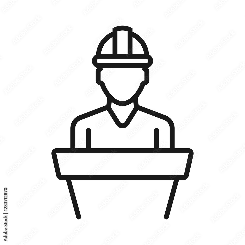 engineer speech - minimal line web icon. simple vector illustration. concept for infographic, website or app.