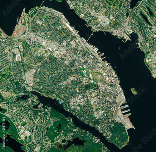 Fototapeta Naklejka Na Ścianę i Meble -  High resolution Satellite image of Halifax, Canada (Isolated imagery of Canada. Elements of this image furnished by NASA)