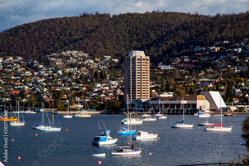 Obraz na płótnie View across Sandy Bay towards Wrest Point Casino in Hobart, Tasmania