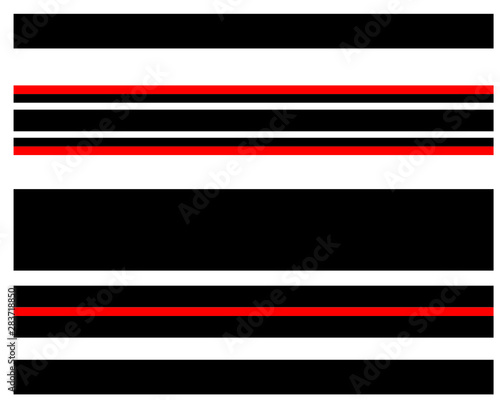 Line and stripe in vector design with black and red colors on white background. Bright, modern, and sporty style.