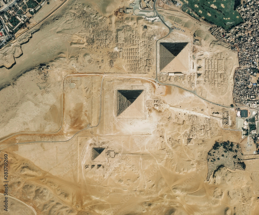 High resolution Satellite image of The Pyramids, Egypt (Isolated