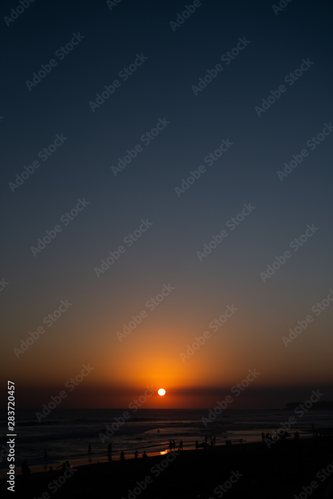 Sea over beautiful golden sunset sky background