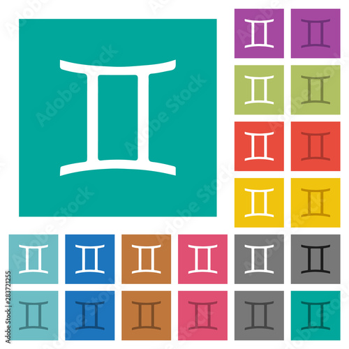 Gemini zodiac symbol square flat multi colored icons