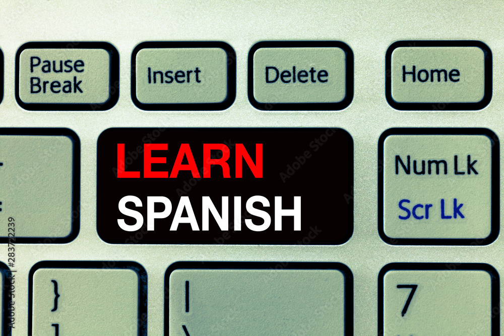 Conceptual hand writing showing Learn Spanish. Business photo text Translation Language in Spain Vocabulary Dialect Speech. Conceptual hand writing showing Learn Spanish. Business photo text Translation Language in Spain Vocabulary Dialect Speech.
