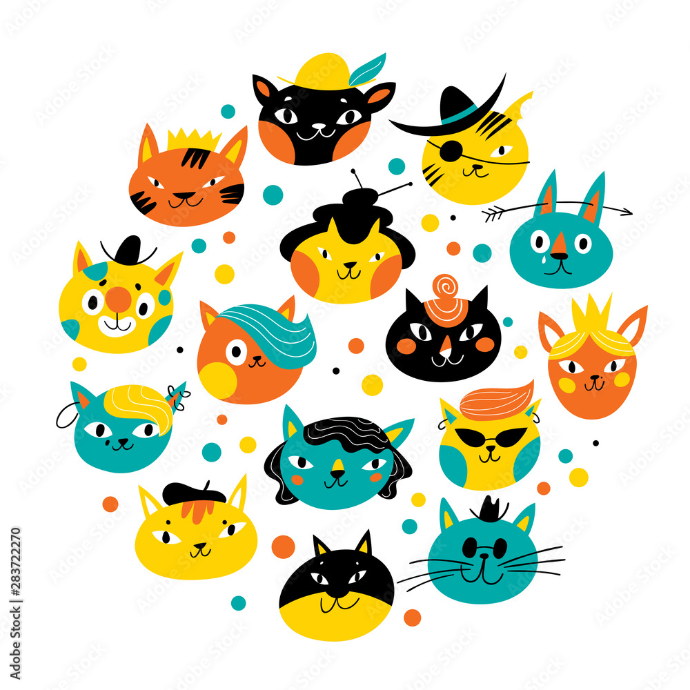 Cute vector design with characters of cats Cute vector design with characters of cats