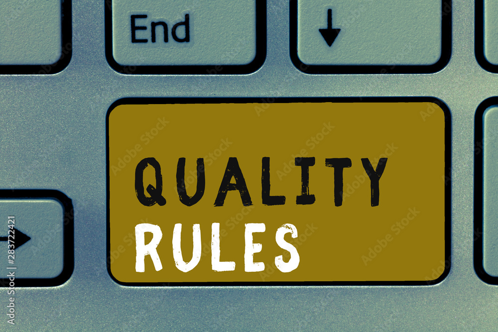Fototapeta premium Writing note showing Regulations Rules. Business photo showcasing Standard Statement Procedure govern to control a conduct.