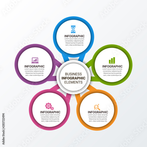 Abstract infographics number options template. Vector illustration. Business data visualization. Process chart. Abstract elements of graph, diagram with steps, options, parts or processes.