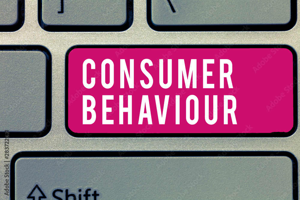 Word writing text Consumer Behaviour. Business concept for Decisions that people make to buy or not to buy a product.