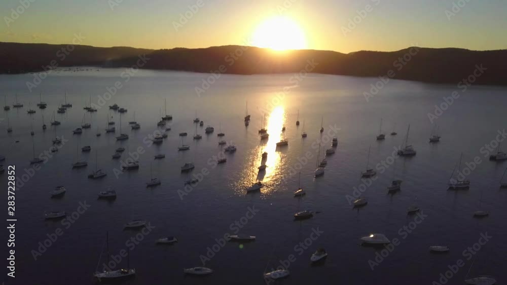 Many Sailboats parked in front of Kuringai Nationalpark - Australia / Sydney