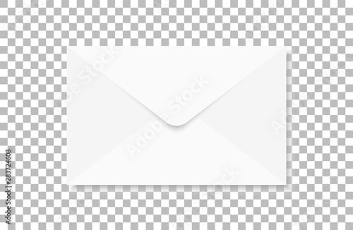 White realistic envelope on a transparent background. Letter.