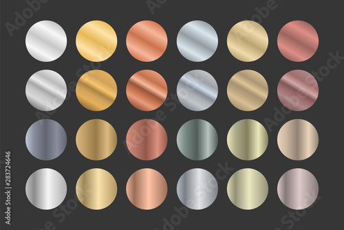 Set of metallic gradients. Gold, silver and bronze.