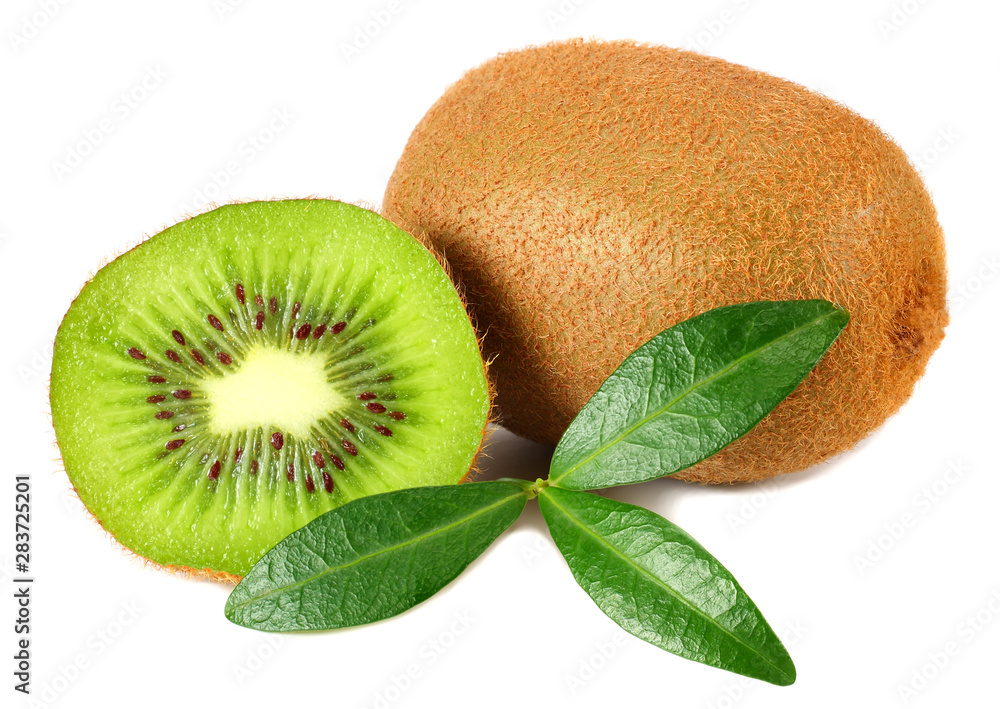 custom made wallpaper toronto digitalkiwi fruit with slices and green leaves isolated on a white background