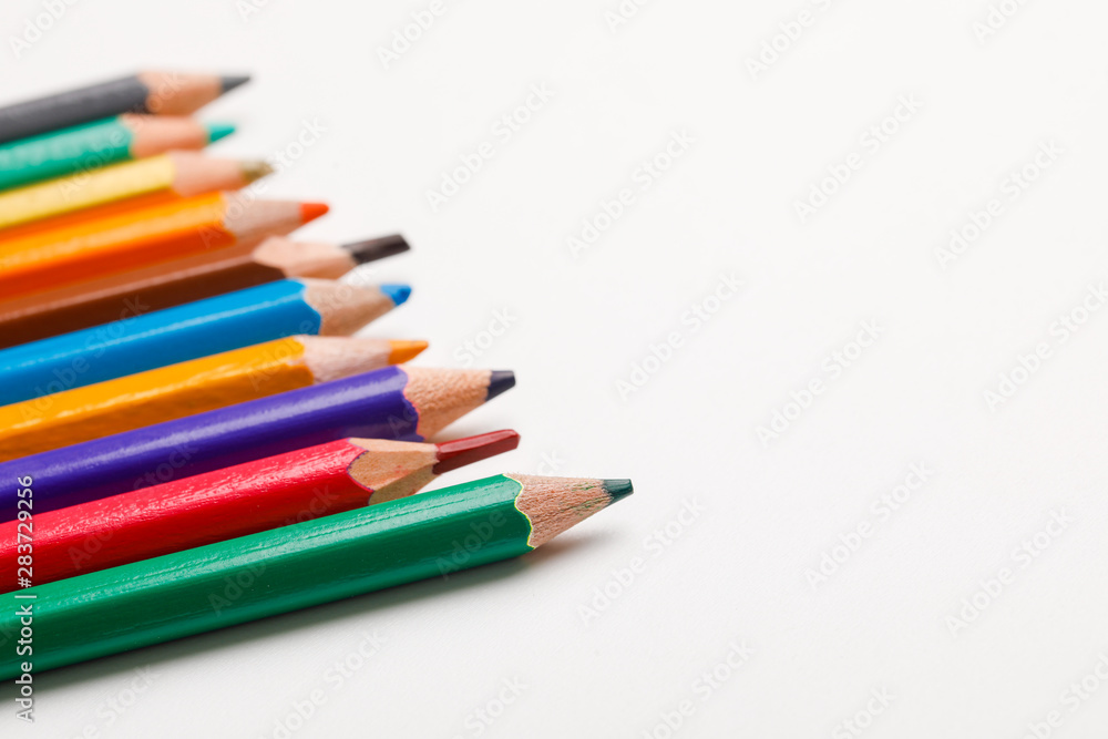 Colorful pencil-set on white background 