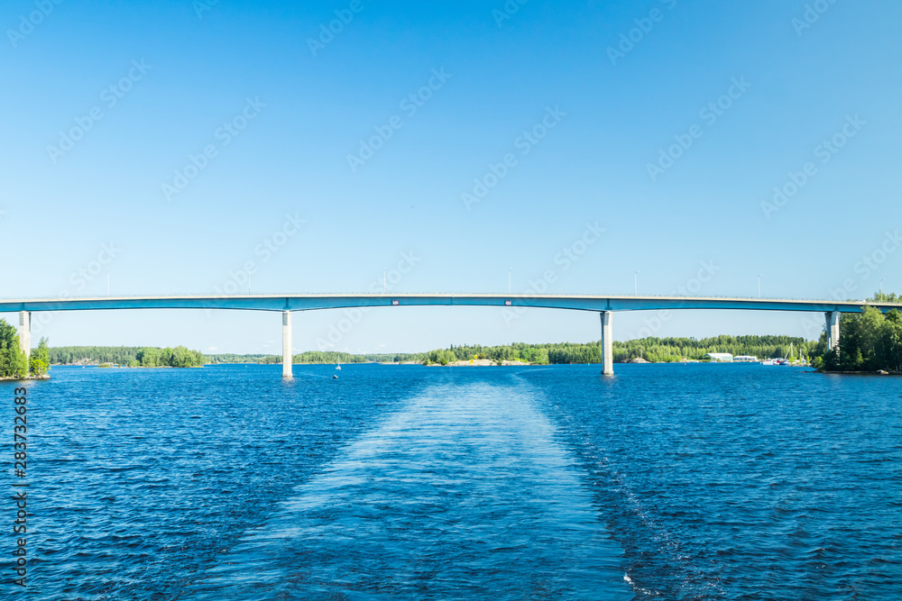 Luukkaansalmi bridge in Lappeenranta, Finland. View from the lake Saimaa.