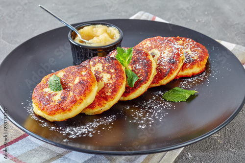 german quark Potato pancakes on a plate photo