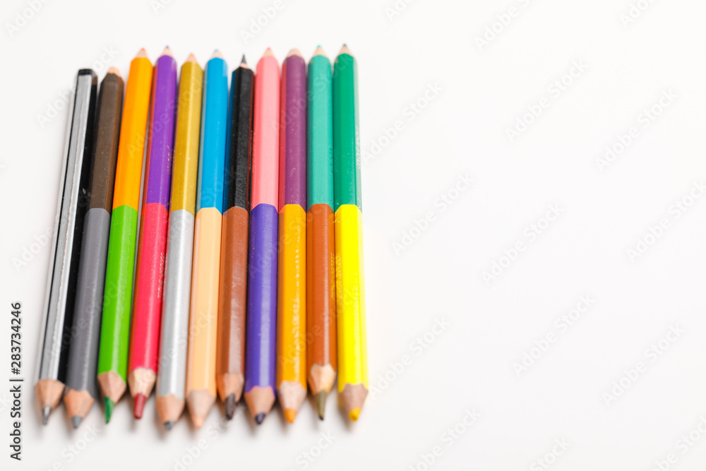 The concept of the teacher's day, School stationery, pencil, pen, note, Spectacles, tie in pen box on white background The concept of the teacher's day, School stationery, pencil, pen, note, Spectacles, tie in pen box on white background