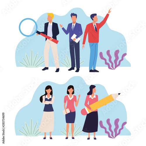 Business people working faceless cartoons