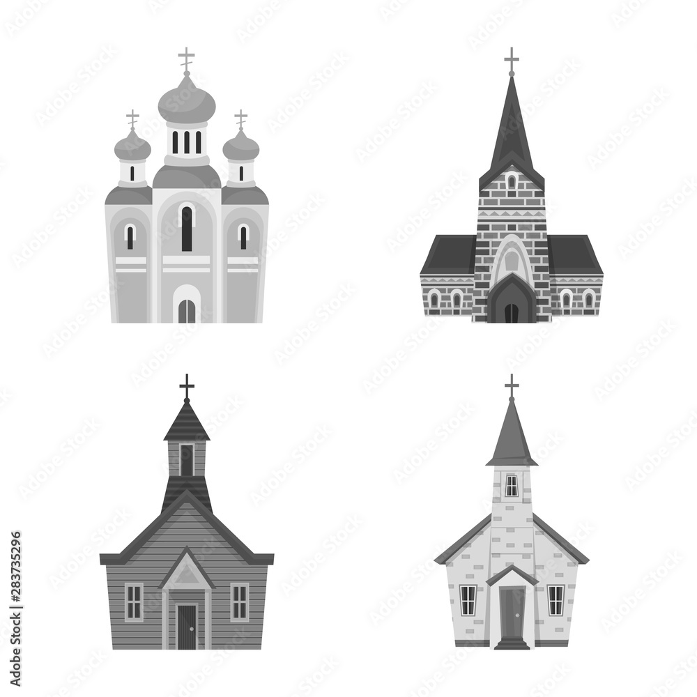 Isolated object of architecture and faith symbol. Collection of architecture and traditional stock vector illustration.