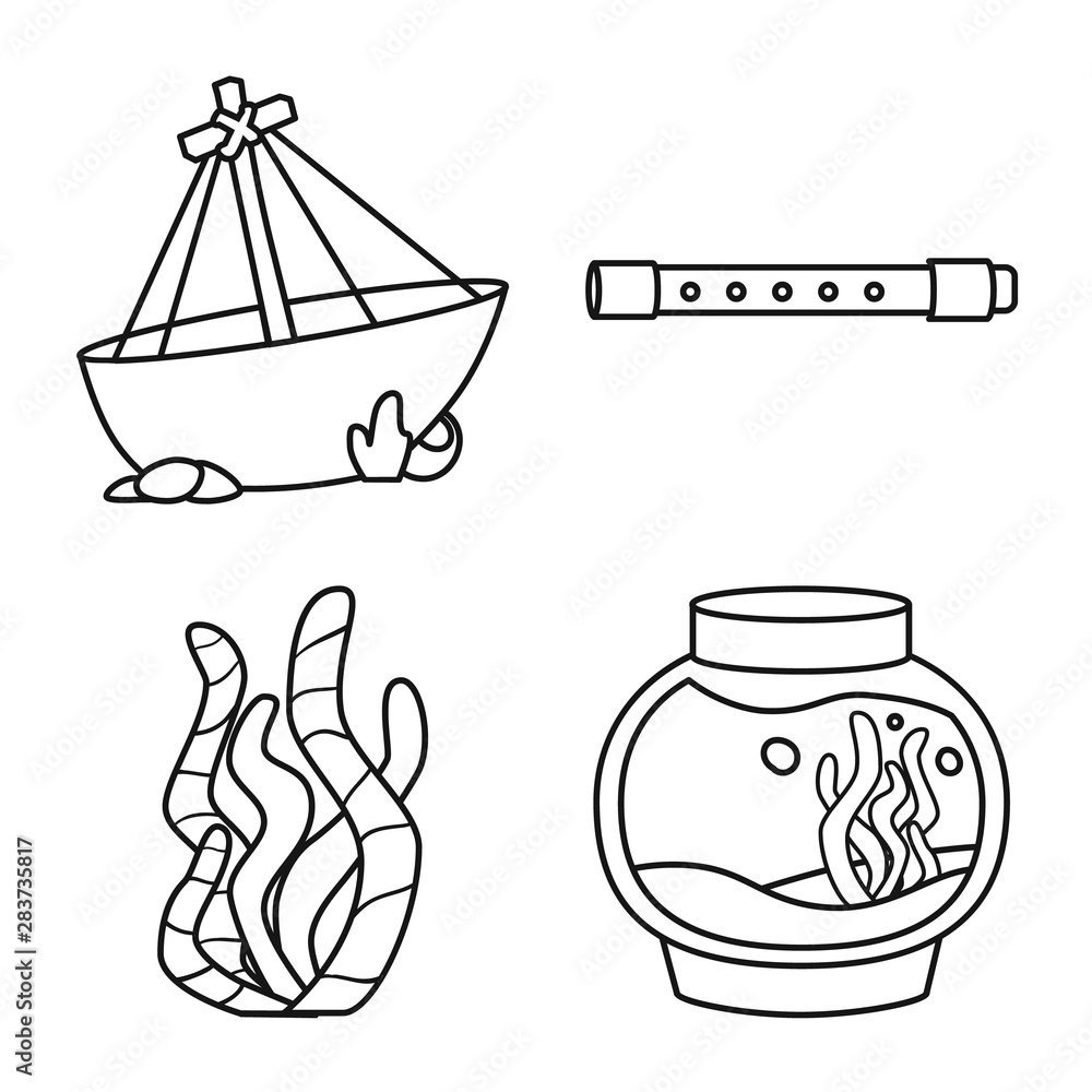 Vector design of fishbowl and accessory sign. Set of fishbowl and care stock symbol for web. Vector design of fishbowl and accessory sign. Set of fishbowl and care stock symbol for web.
