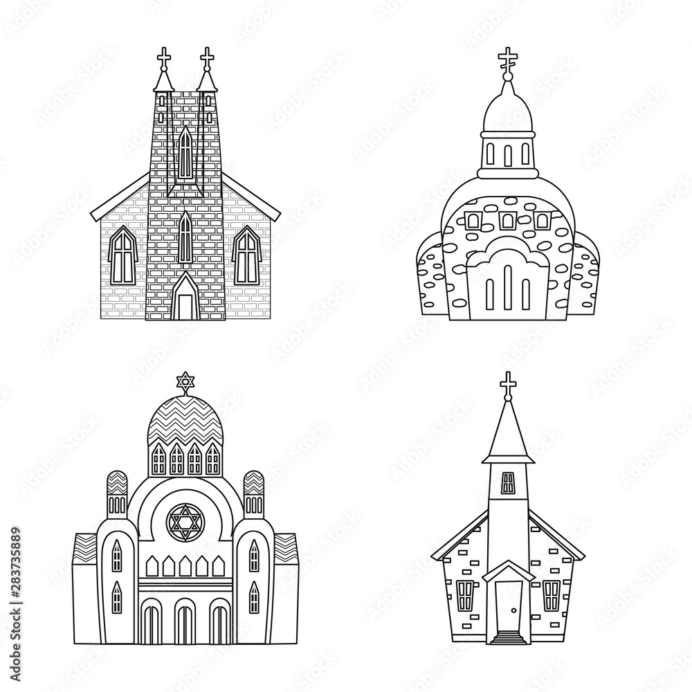 Vector design of architecture and faith icon. Collection of architecture and temple stock vector illustration.