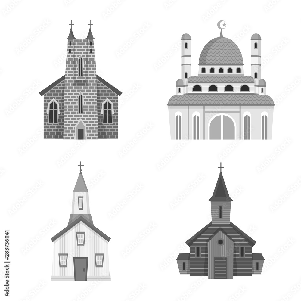 Isolated object of architecture and faith symbol. Set of architecture and traditional stock symbol for web. Isolated object of architecture and faith symbol. Set of architecture and traditional stock symbol for web.