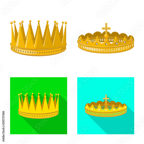 Vector illustration of medieval and nobility sign. Collection of medieval and monarchy vector icon for stock.