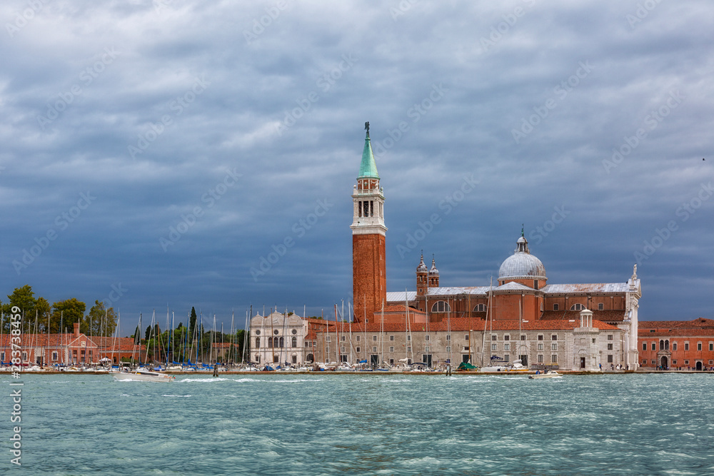 Island of San Giorgio Maggiore and the church with a belltower, Venice