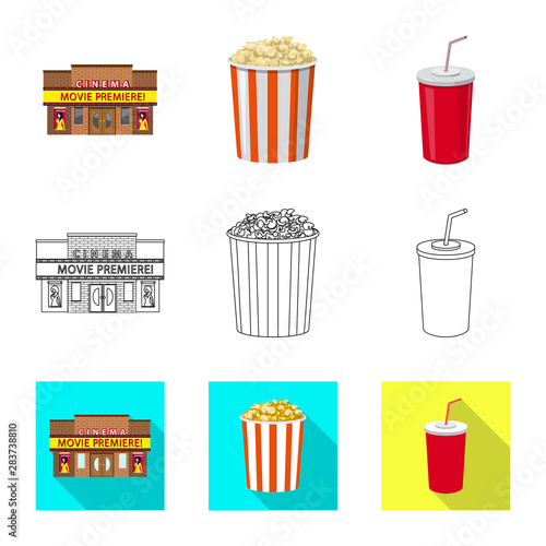 Vector design of television and filming icon. Collection of television and viewing vector icon for stock.