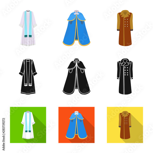 Vector illustration of material and clothing logo. Set of material and garment stock symbol for web.