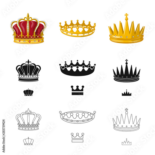 Vector illustration of medieval and nobility logo. Collection of medieval and monarchy vector icon for stock.