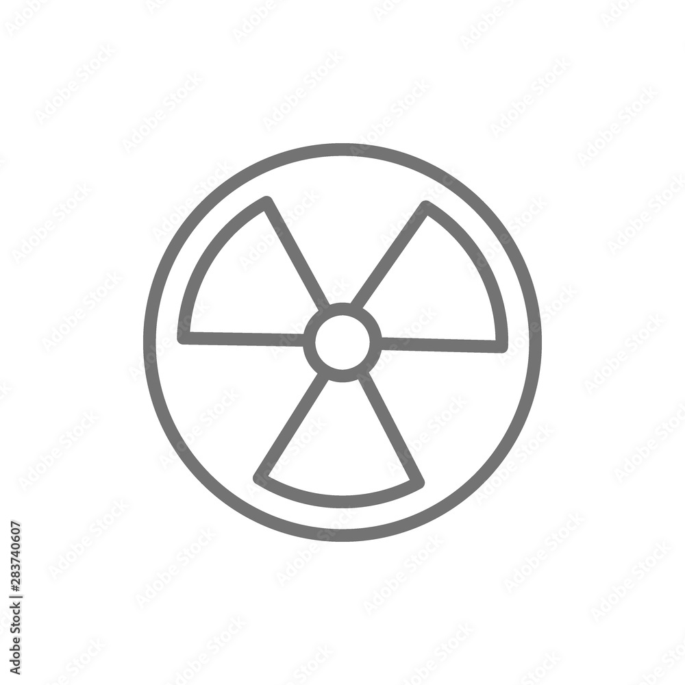 Vector radiation sign, radioactive warning line icon. Vector radiation sign, radioactive warning line icon.