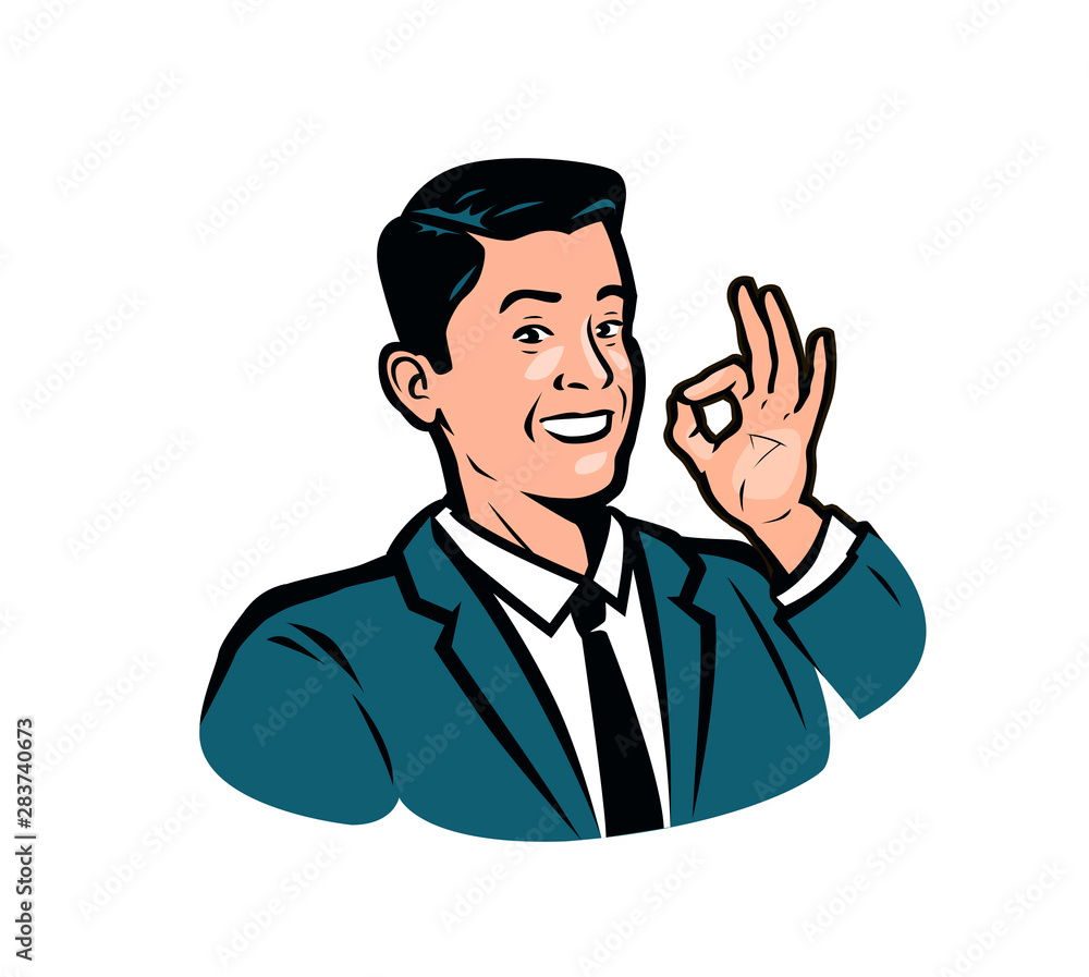 Successful businessman. Business, commerce logo or label. Vector illustration Successful businessman. Business, commerce logo or label. Vector illustration
