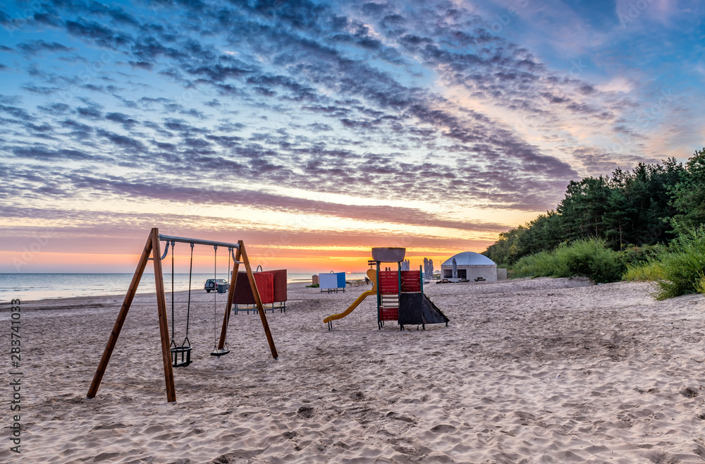 Fototapeta premium Coastal landscape with sandy beach of the Baltic Sea, Europe