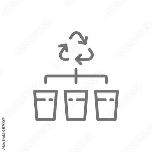 Separate garbage collection, waste sorting line icon.