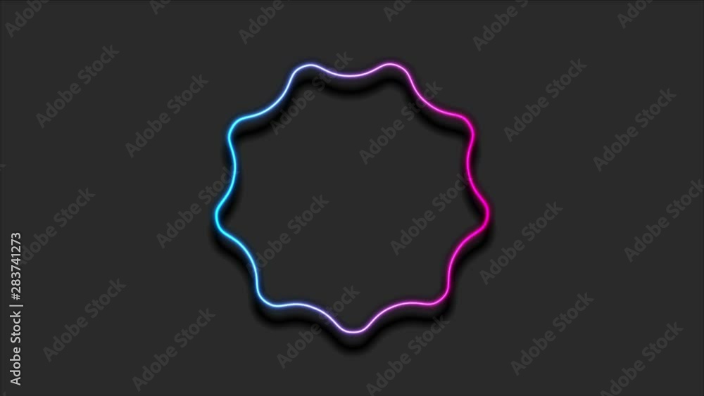 Blue and purple curved wavy neon circle frame. Technology retro sci-fi abstract motion background. Video animation Ultra HD 4K 3840x2160 Blue and purple curved wavy neon circle frame. Technology retro sci-fi abstract motion background. Video animation Ultra HD 4K 3840x2160