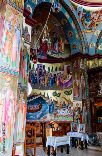 Interior of Greek Orthodox monastery of twelve apostles in Capernaum © svarshik