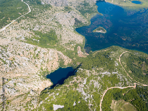 Red Lake (Crveno jezero) Blue Lake (Plavo jezero) and sourrounding lakes of Imotsko Polje, Croatia are sites of greatest landscape diversity of Europe.  photo