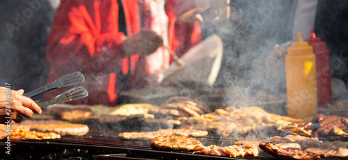 Balkan grill. B-B-Q. Rostilj, Balkan cuisine. Street food. Food festival photo