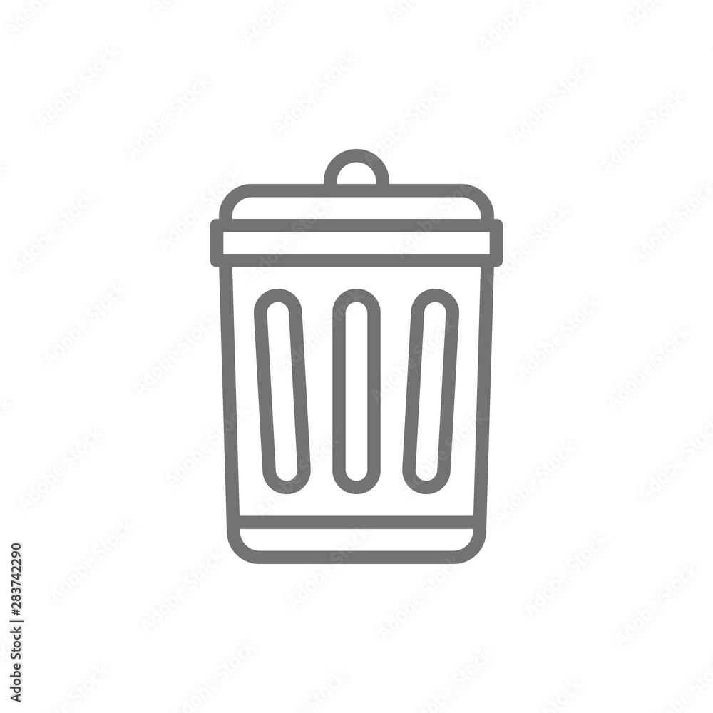 Garbage bin line icon. Isolated on white background Garbage bin line icon. Isolated on white background