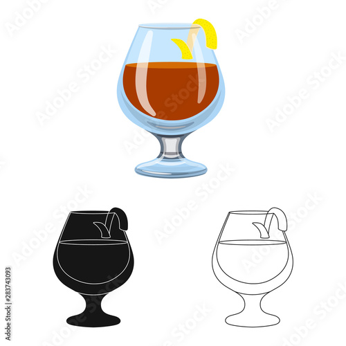 Vector design of glass and cognac logo. Set of glass and ice vector icon for stock.