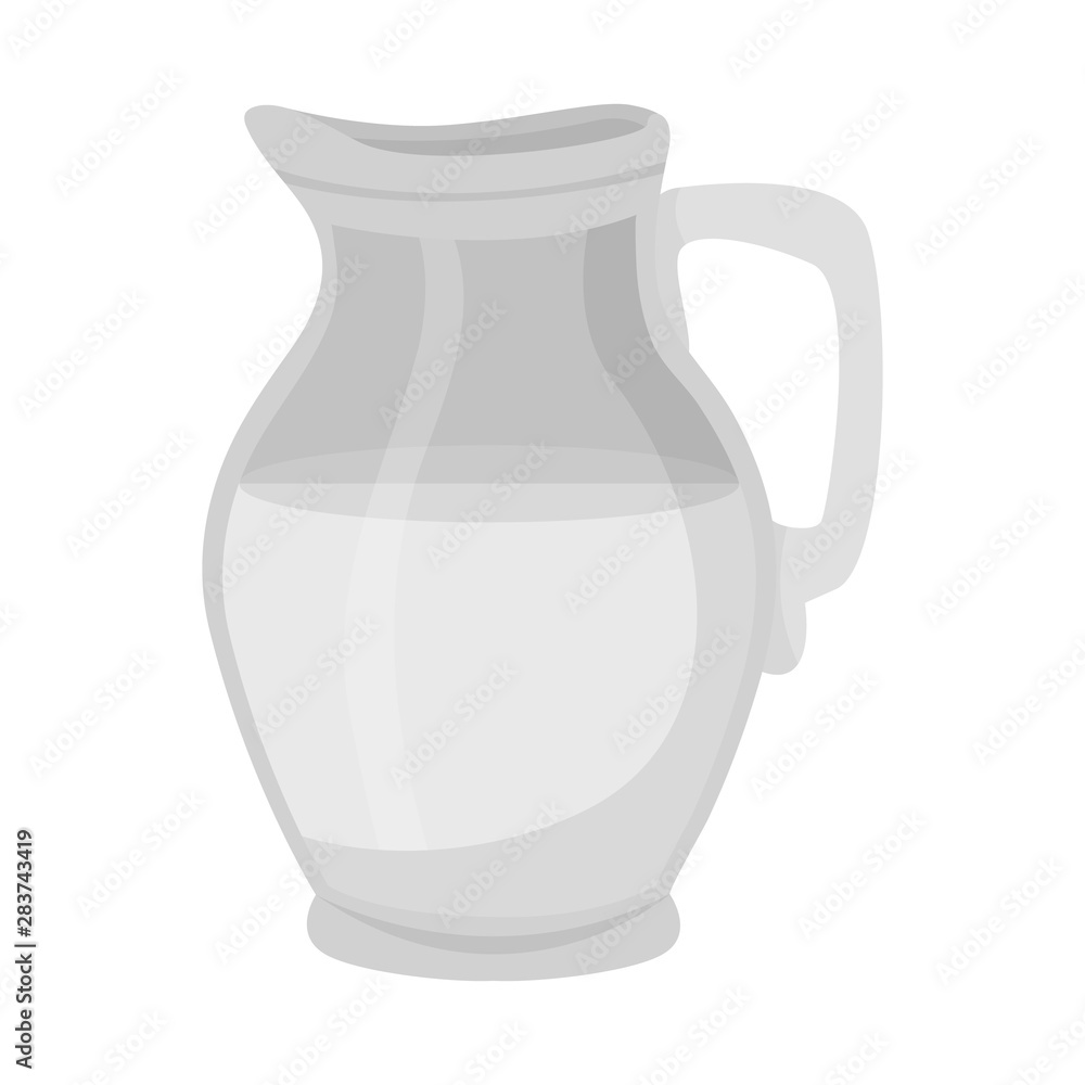 Isolated object of jug and milk sign. Collection of jug and glass stock vector illustration.