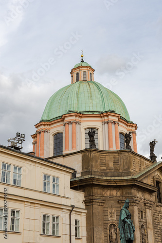 Rainy autumn in Prague, beautiful old houses, the Czech Republic is a country in Central Europe