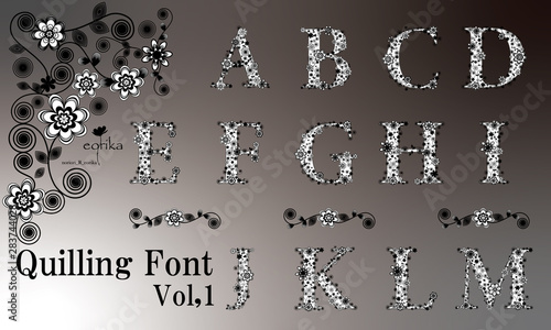 Quilling Font Vol.1　花を装飾した美しく可愛らしいフォント