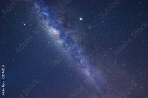 Clearly Milky Way Galaxy at night sky. Image contains grain, noise, blur and soft focus due to high ISO, Long Exposure and Wide Aperture.