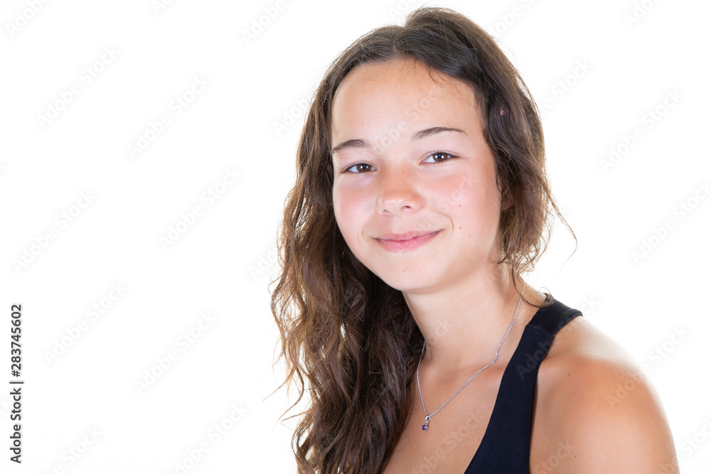 young teenager caucasian woman face in closeup young teenager caucasian woman face in closeup
