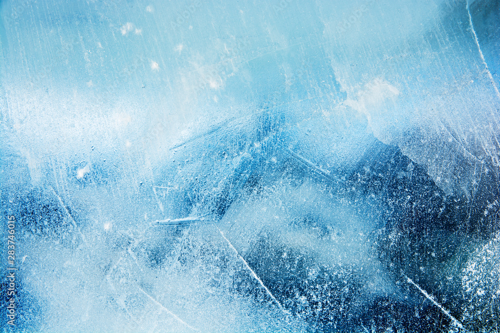 The texture of the ice. The frozen water.Winter background  - obrazy, fototapety, plakaty 