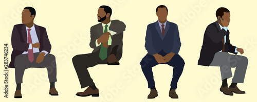 Black Business Men Sitting Down