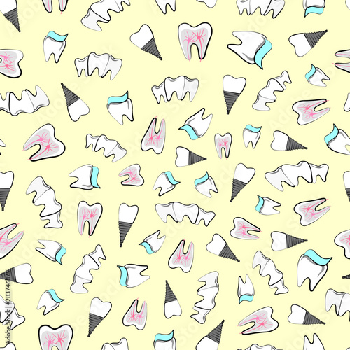 pattern teeth doodle illustration seamless vector wallpaper sketch background dental medicine