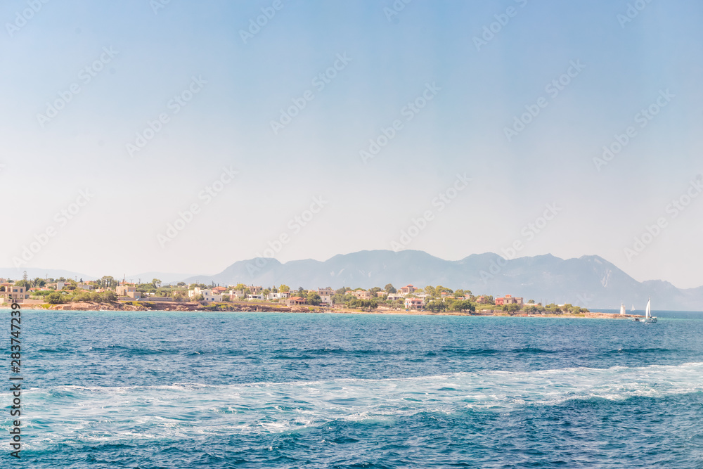 Greece. View of famous and picturesque port of Aegina island, Saronic gulf. Summer